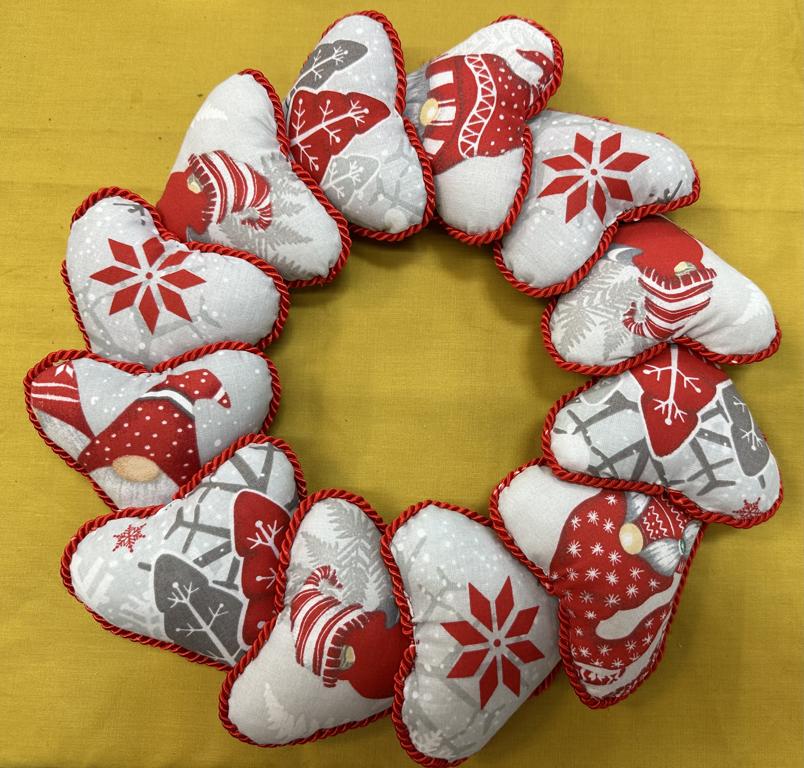 Red and White Gnome Wreath