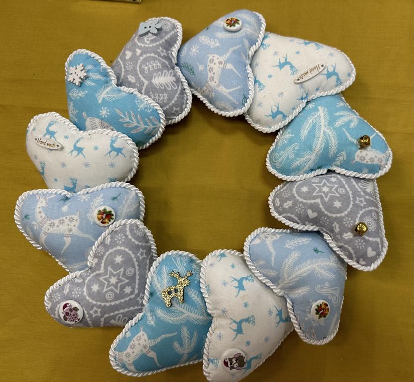 Light Blue white and Grey Reindeer wreath